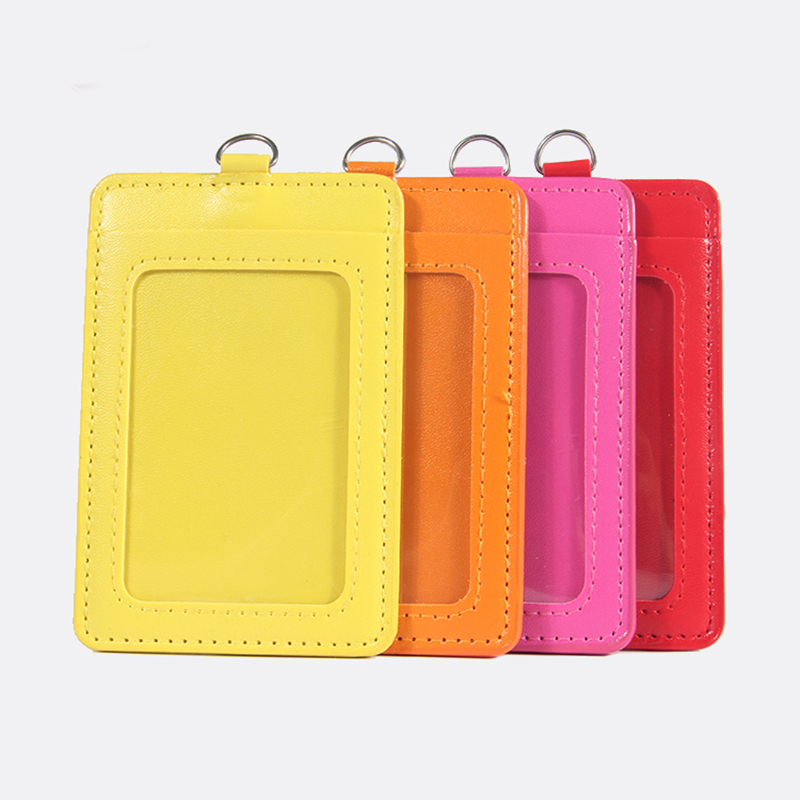 GOGO PU Leather Badge Holder Name Tag ID Card Holder Wallet Case