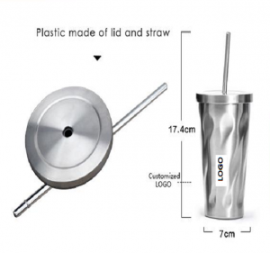 Stainless Steel Tumbler w/ SS Lid & Straw 15oz