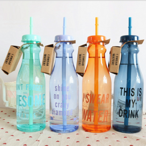 Plastic Water Bottle w/ Straw 22 oz1