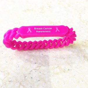 Breast Cancer Awareness Chain Link Silicone Wristbands