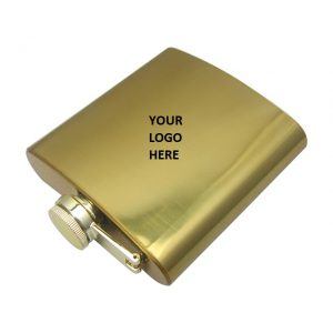 Gold Plated Color SS Hip Flask 6oz