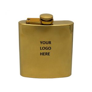 Gold Plated Color Hip Flask 6oz
