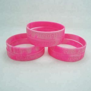 1/2 Inch Breast Cancer Swirl Debossed Wristbands