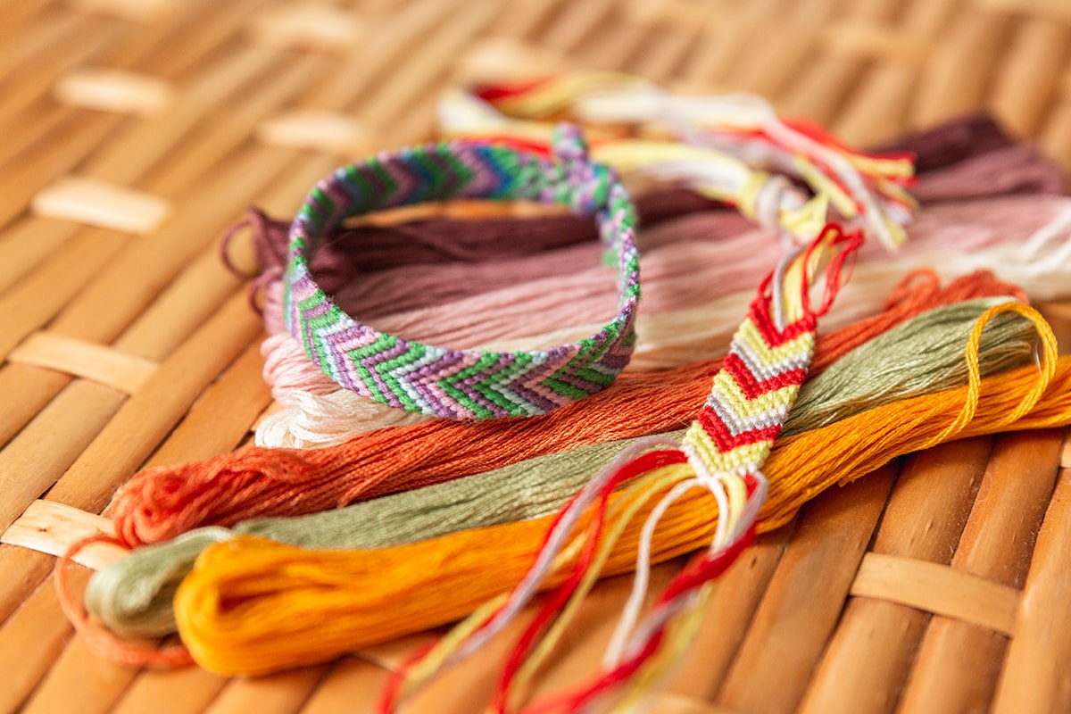 woven bracelet made of bright cotton threads