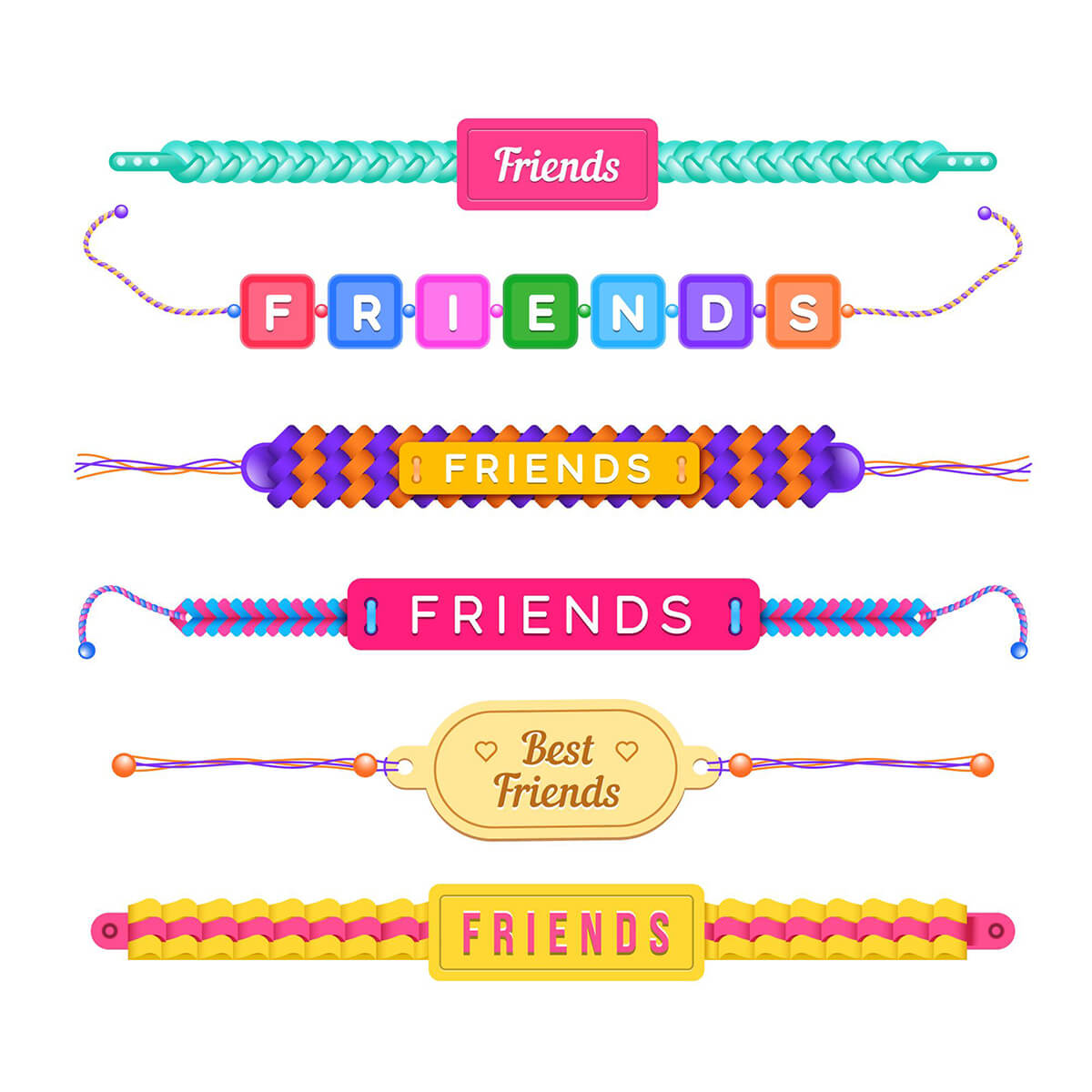 Collection of colourful friendship bands